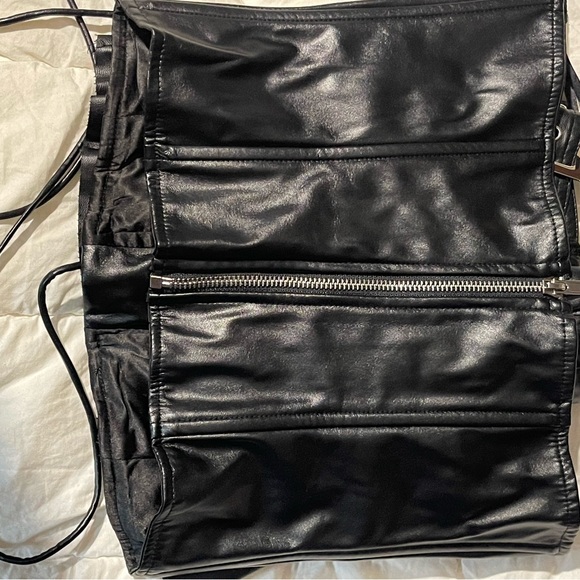 AKIRA Black Faux Leather skort  w belt & Akira bondage corset like top - Picture 7 of 8